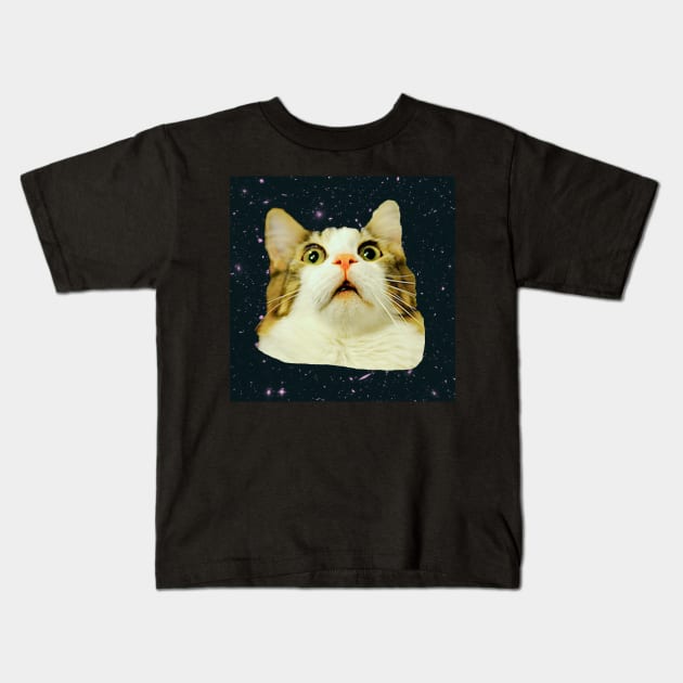 Stunned Space Cat Kids T-Shirt by James Mclean